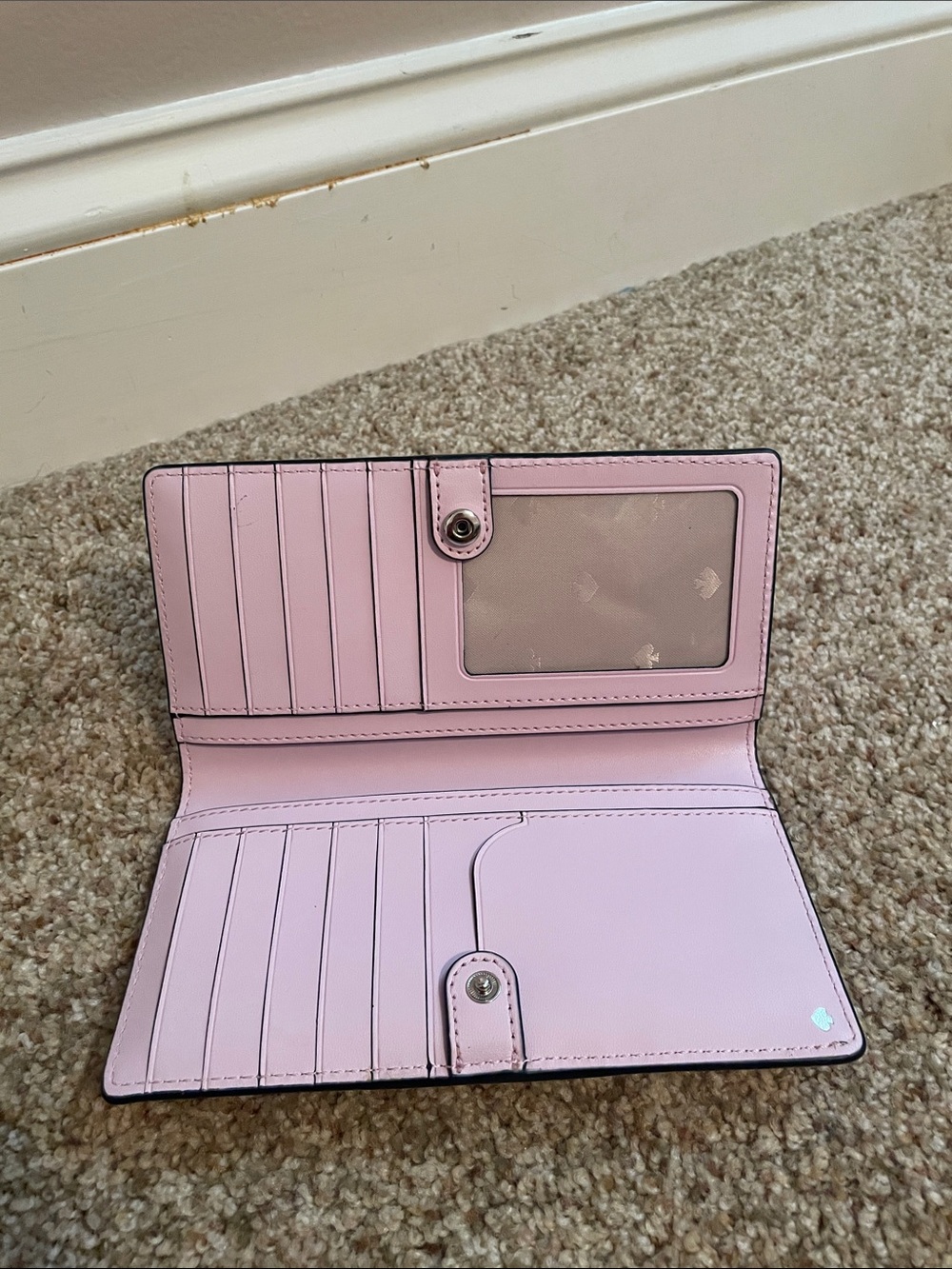 kate spade pink wallet with black floral print - Picture 2 of 3
